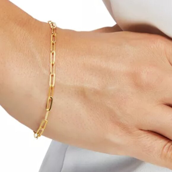 Macy's 2-Pc. Set Paperclip Link Chain Necklace & Matching Bracelet NEW - Picture 7 of 10